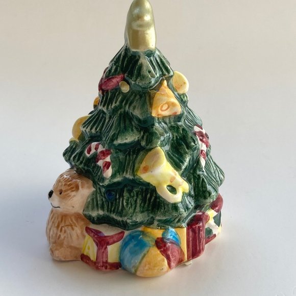 Vintage Christmas Tree Salt Shaker Teddy Bear Ceramic Train Candy Canes - Picture 4 of 9